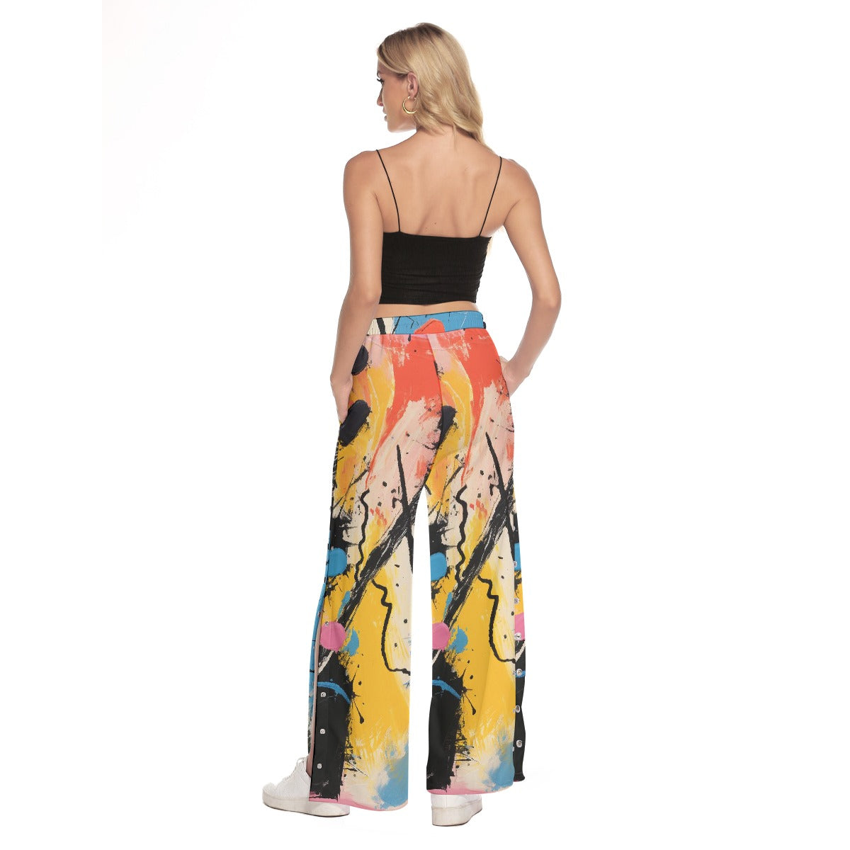 All-Over Print Women's Side Slit Snap Button Trousers