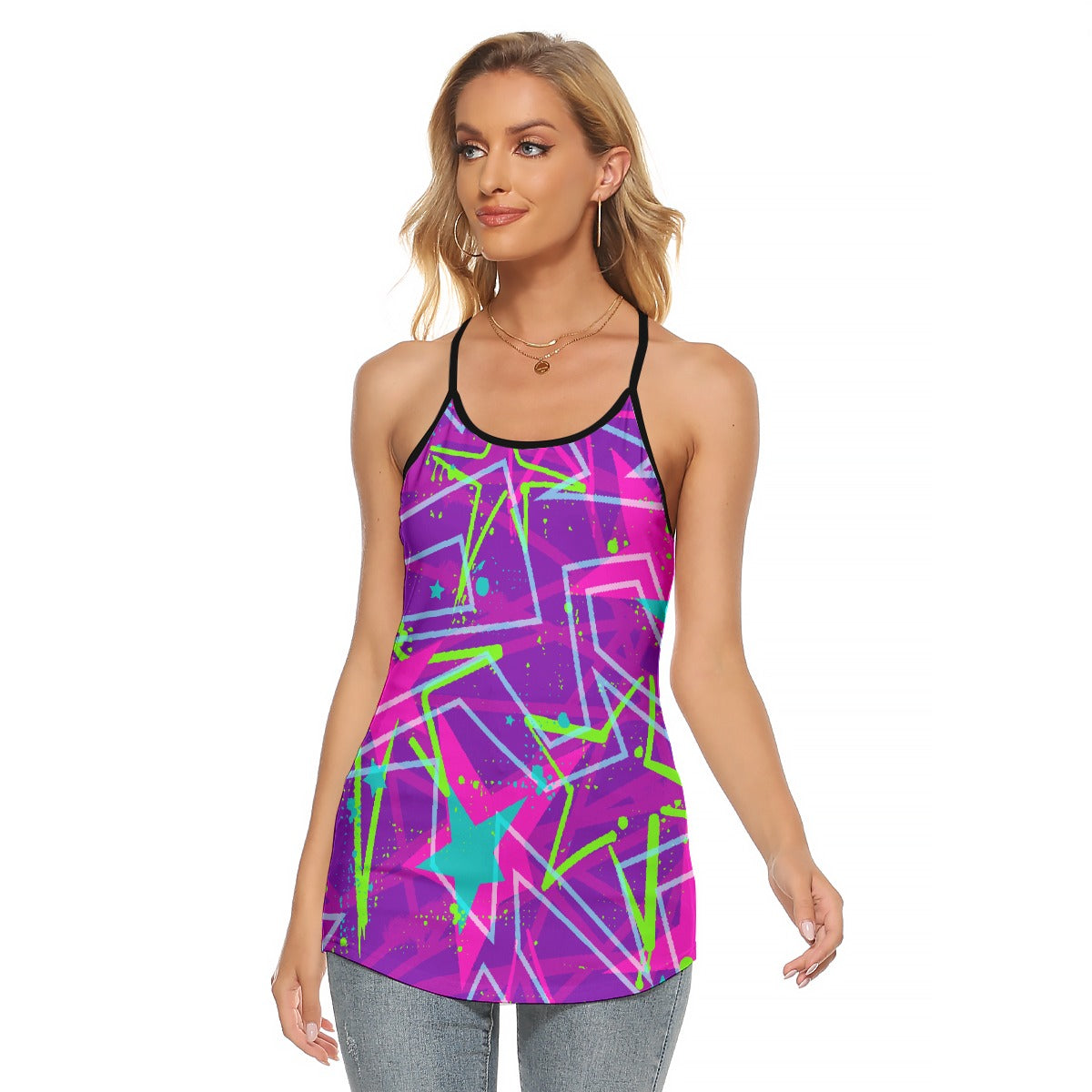 All-Over Print Women's Criss-Cross Open Back Tank Top