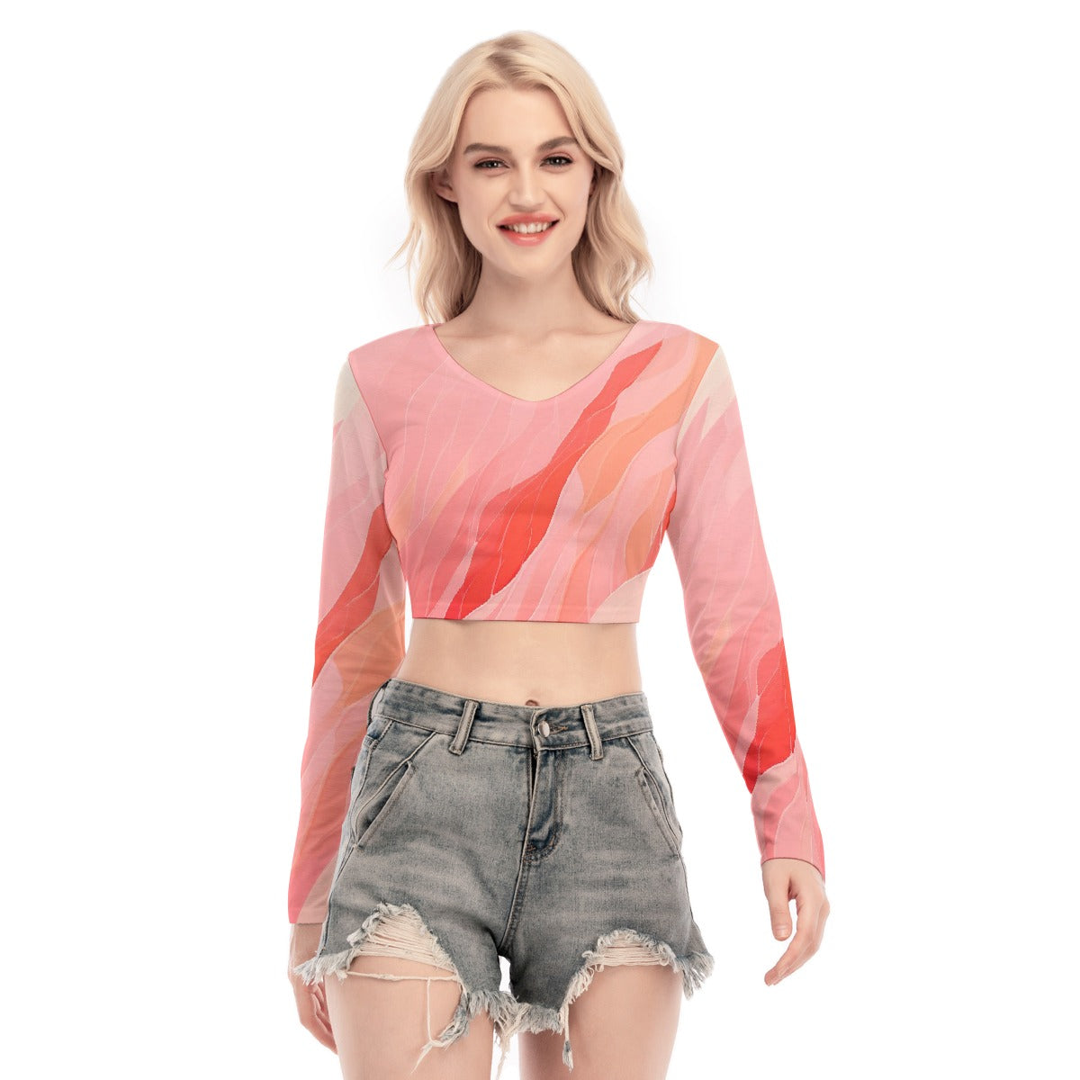 All-Over Print Women's Back Hollow T-shirt With Strap