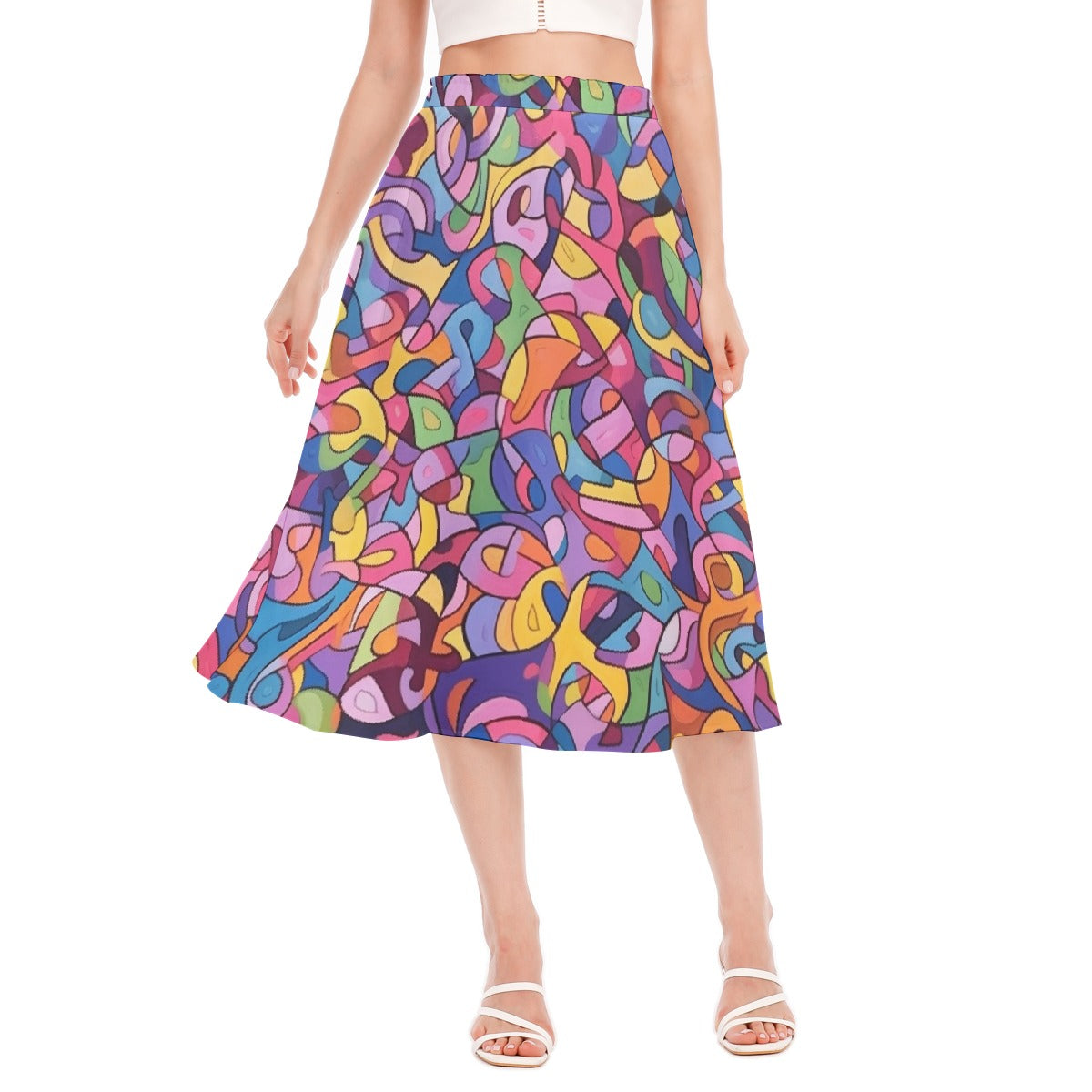 All-Over Print Women's Long Section Chiffon Skirt