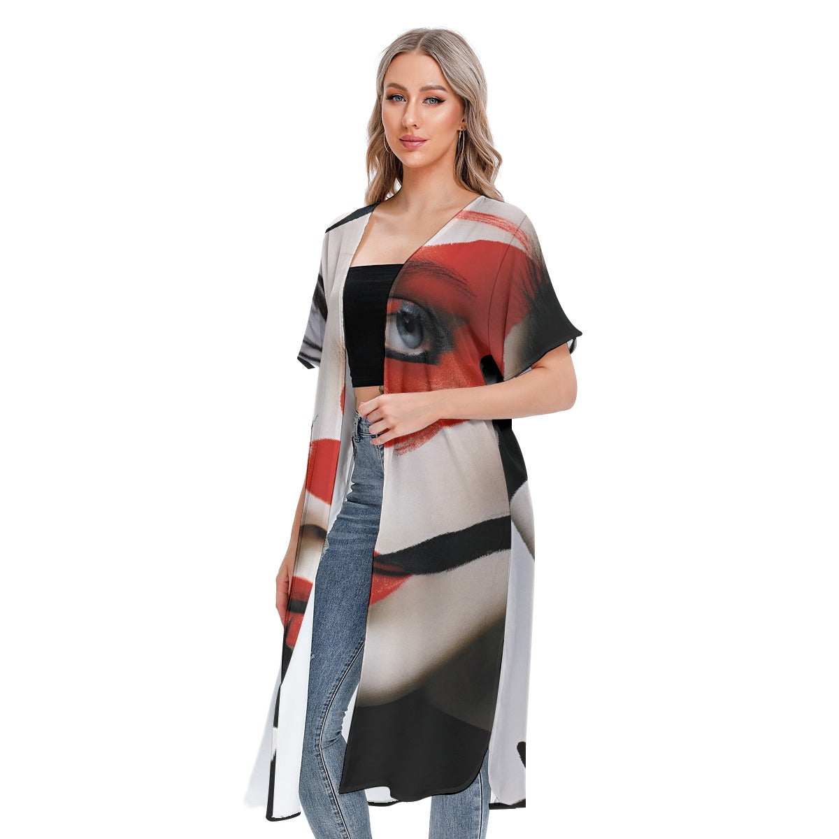 All-Over Print Women's Short Sleeve Cardigan