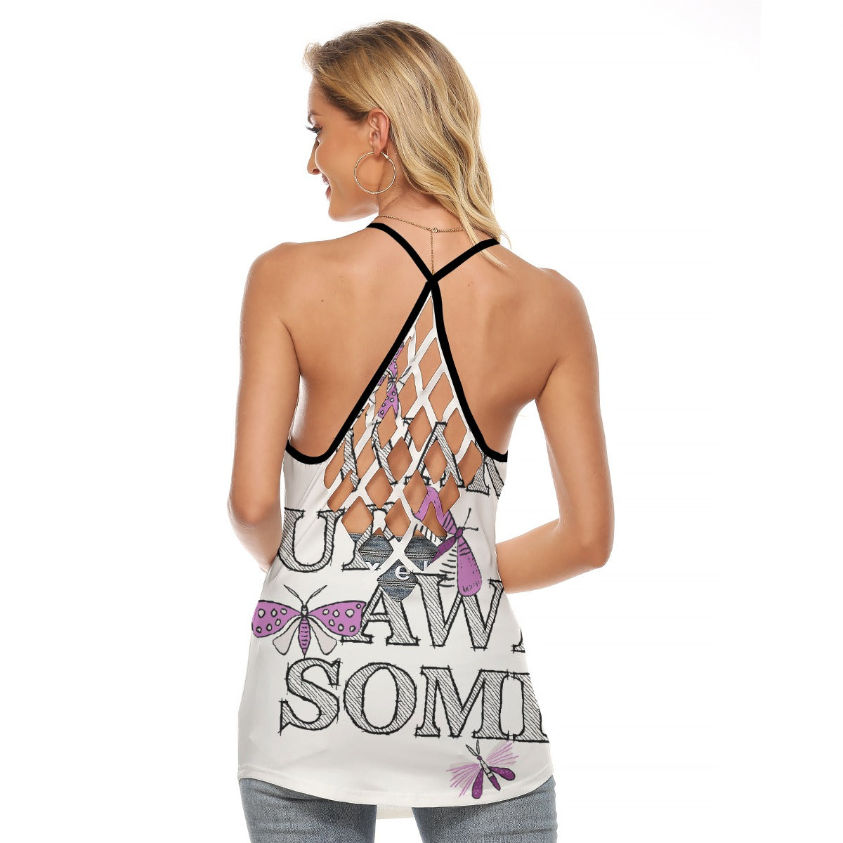 All-Over Print Women's Criss-Cross Open Back Tank Top