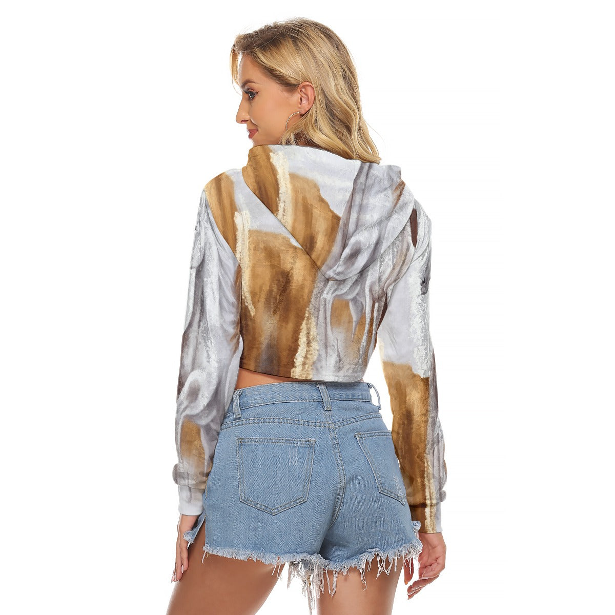 All-Over Print Women's Crop Top Hoodie|Velvet