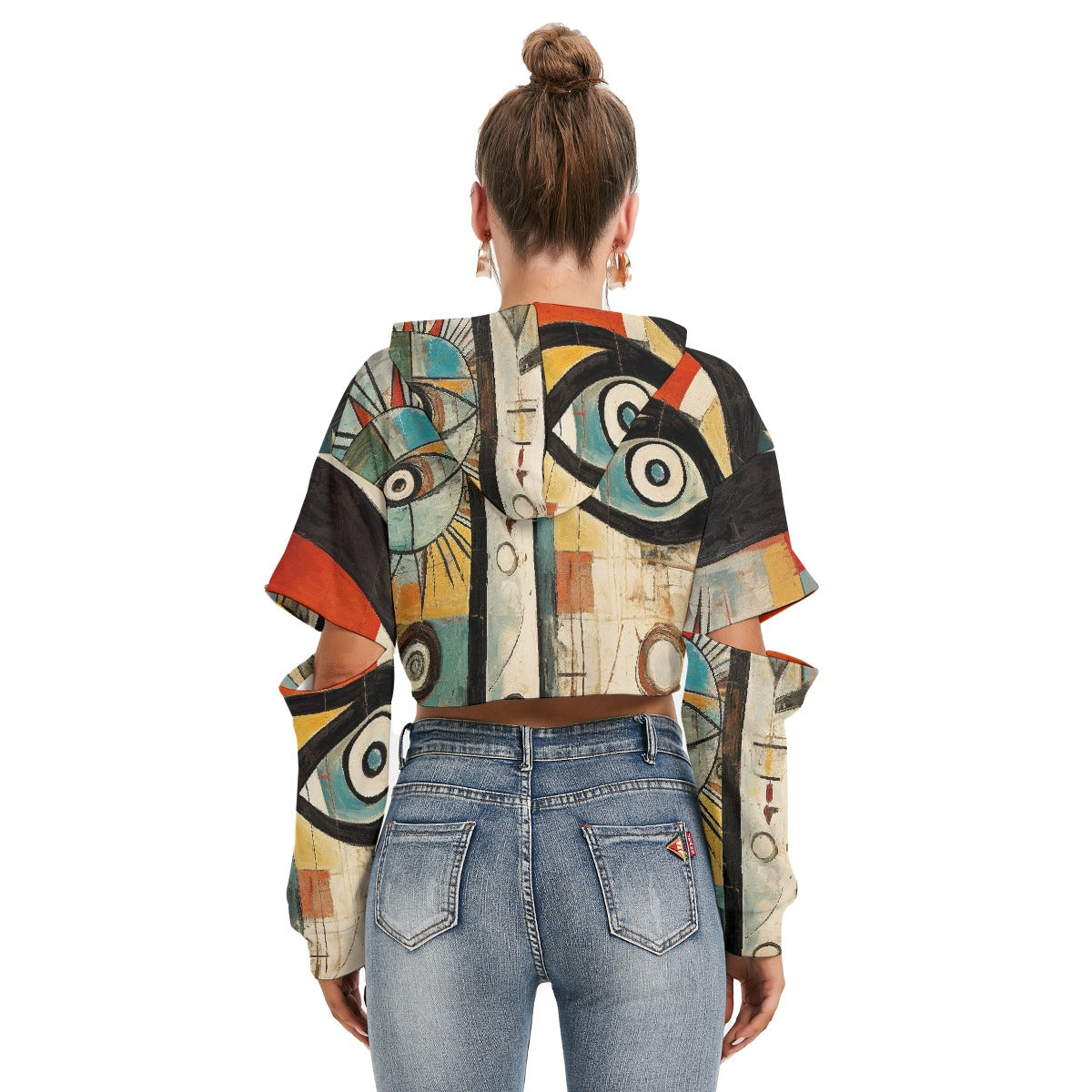 All-Over Print Women's Heavy Fleece Hoodie With Hollow Out Sleeve