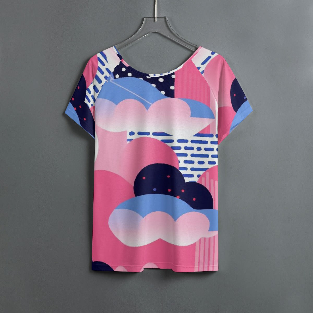 All-Over Print Women's Round Neck T-shirt With Raglan Sleeve