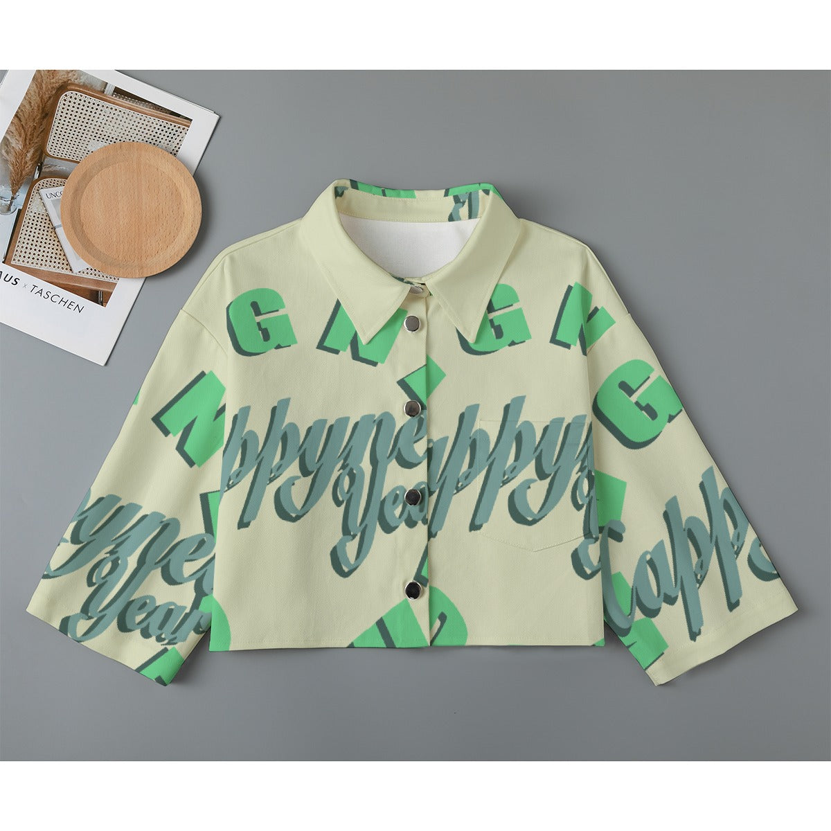 All-Over Print Women's Cropped Jacket | 245GSM Cotton