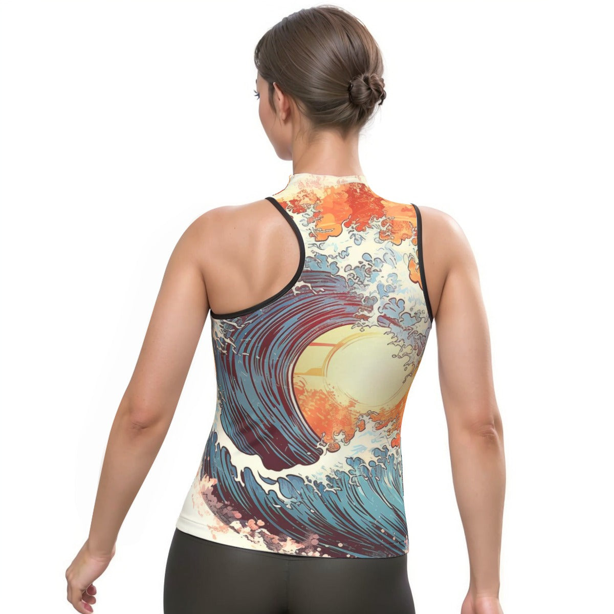 All-Over Print Women's Halter Sleeveless Asymmetrical Tank Top