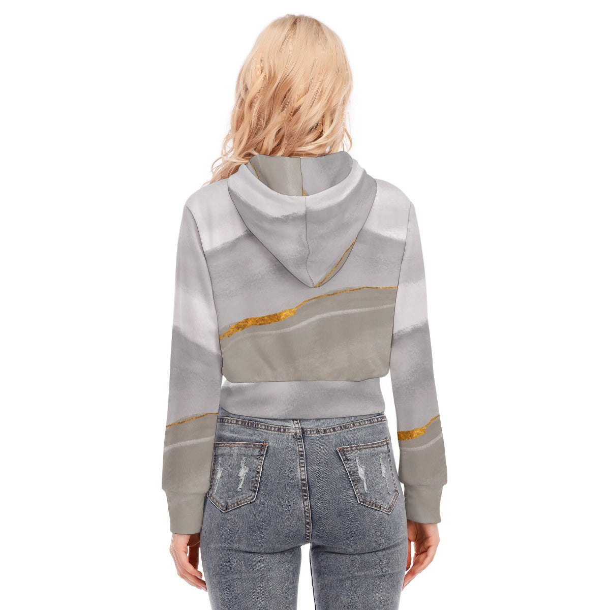 All-Over Print Women's Crop Top Hoodie With Zipper Closure