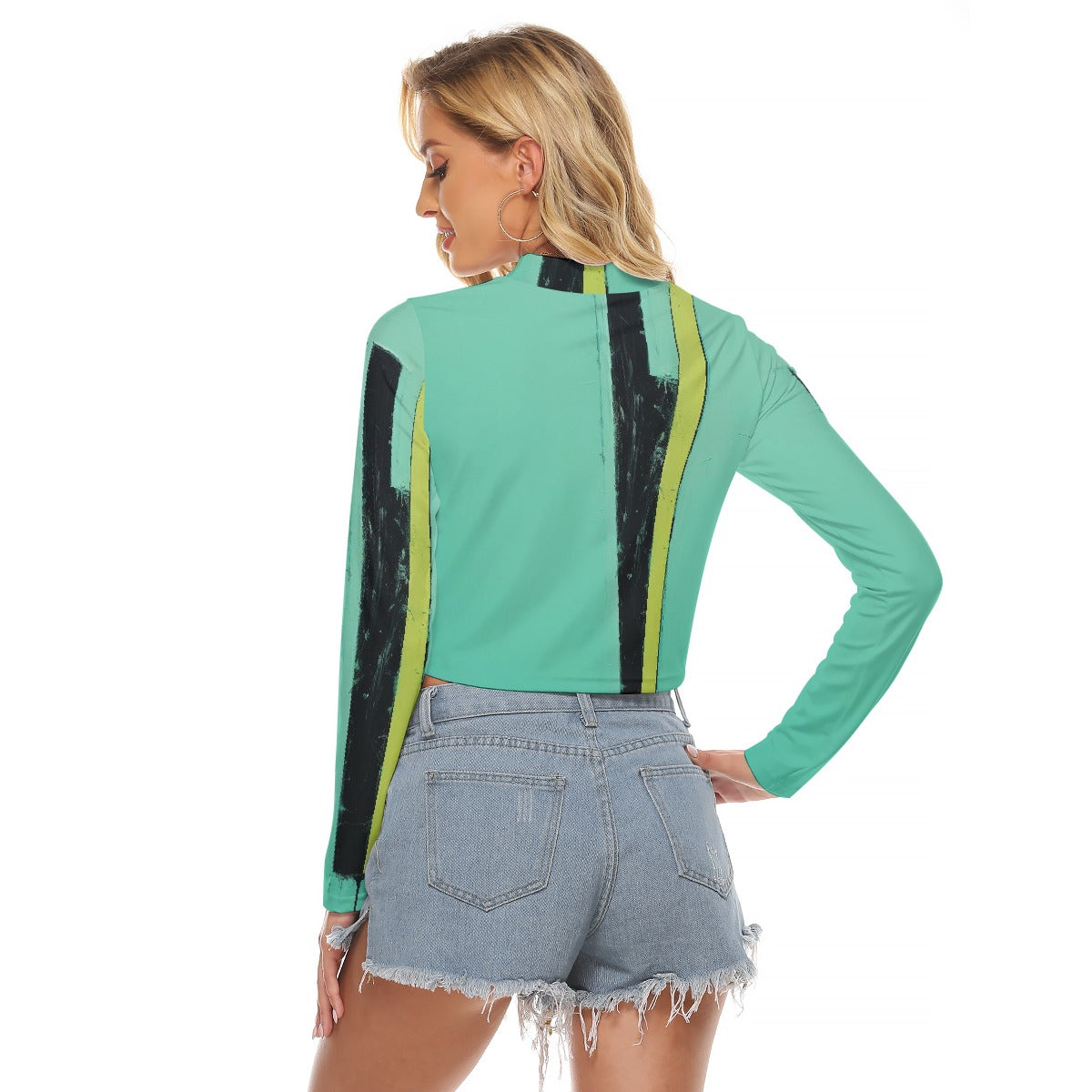 All-Over Print Women's Hollow Chest Keyhole Tight Crop Top