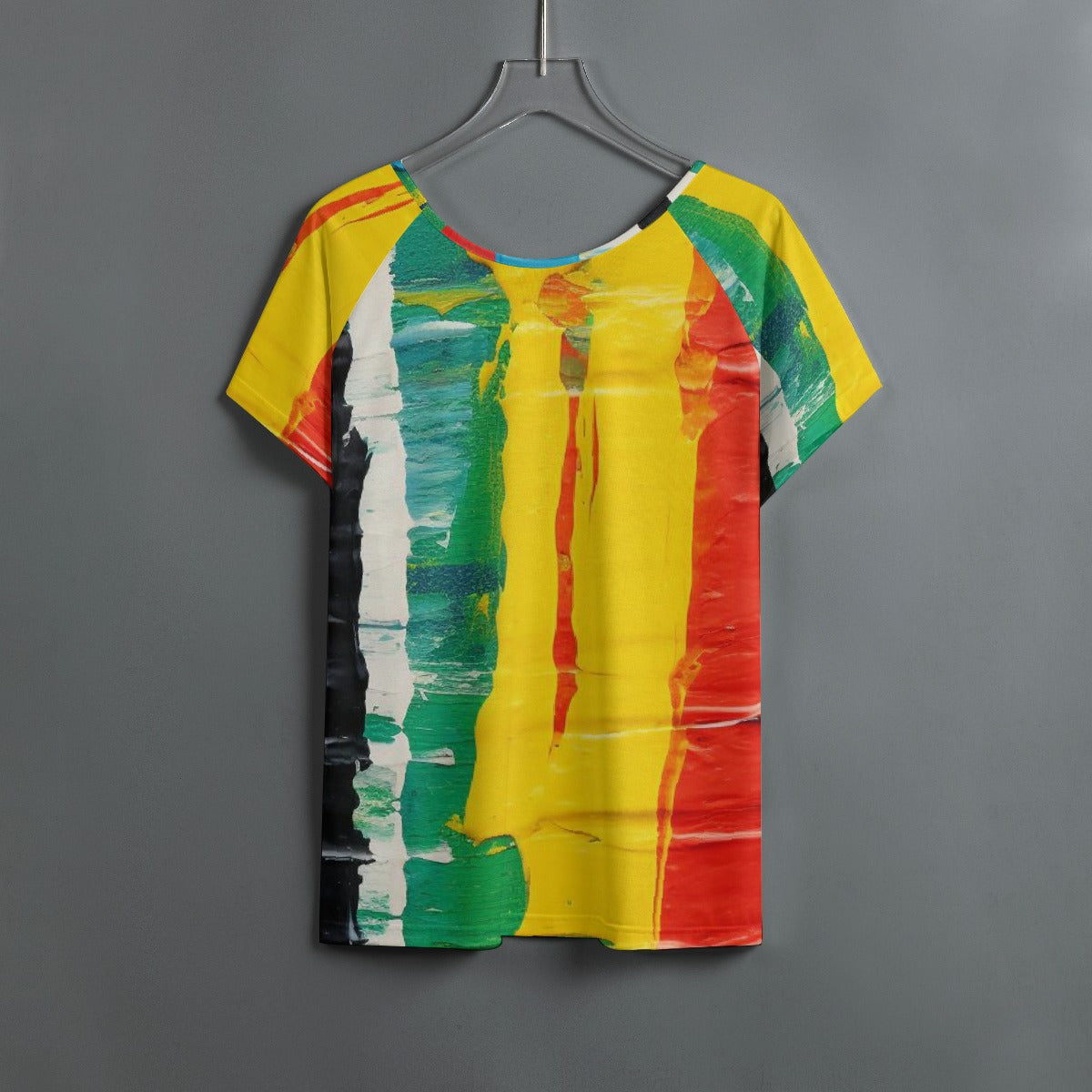 All-Over Print Women's Round Neck T-shirt With Raglan Sleeve