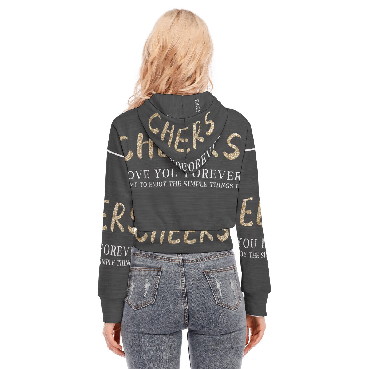 All-Over Print Women's Crop Top Hoodie With Zipper Closure