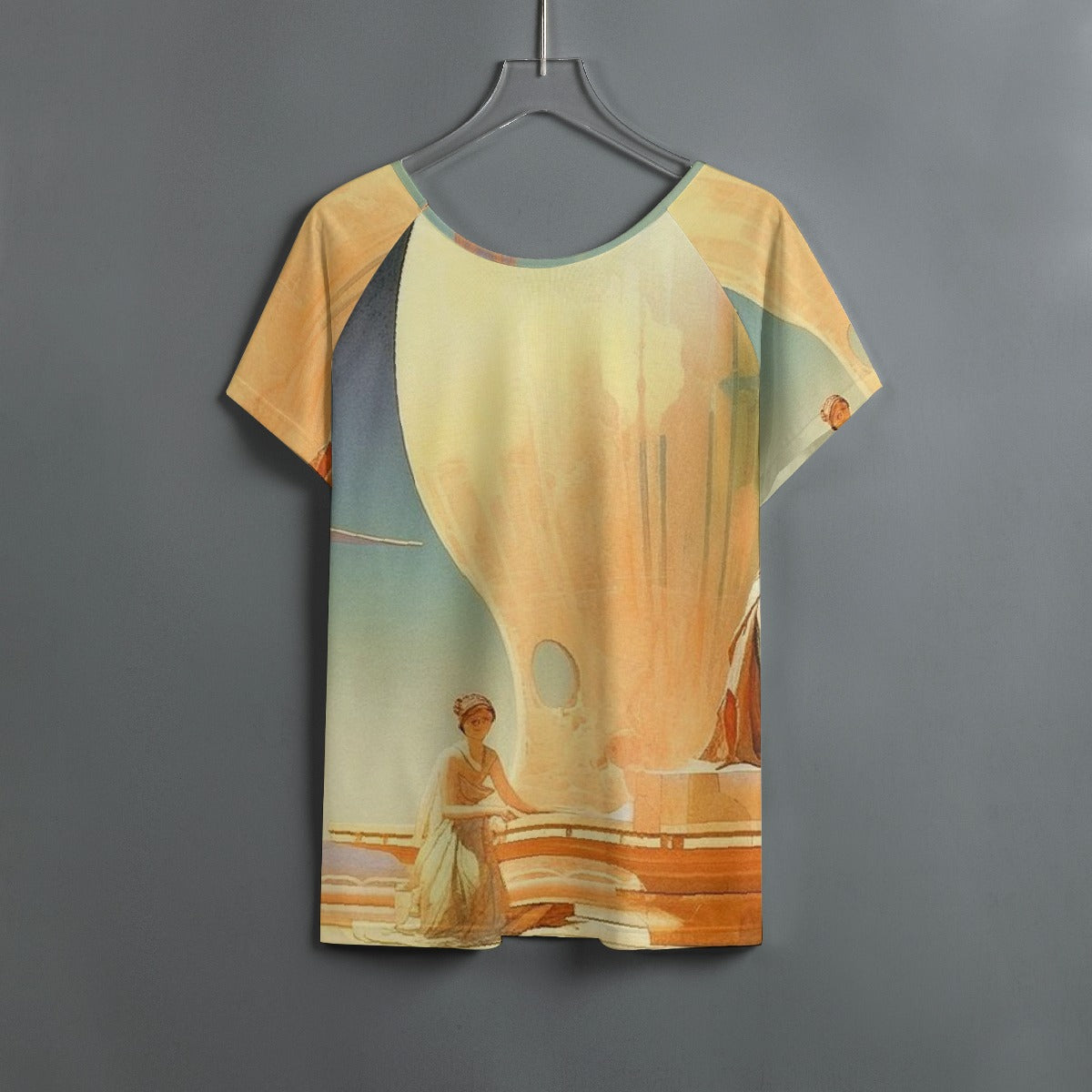 All-Over Print Women's Round Neck T-shirt With Raglan Sleeve