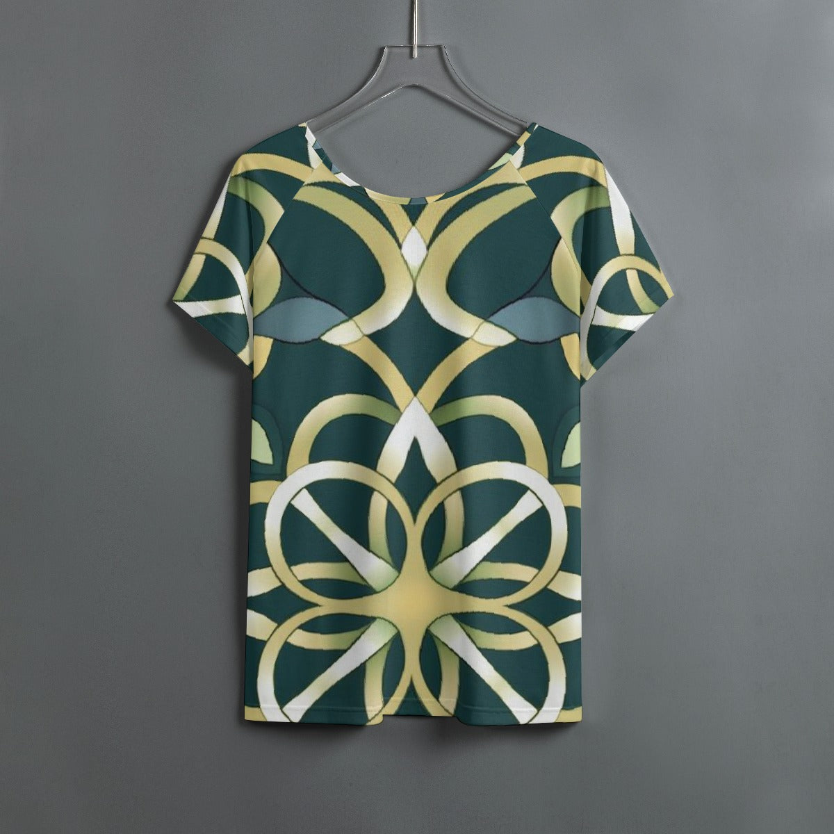 All-Over Print Women's Round Neck T-shirt With Raglan Sleeve