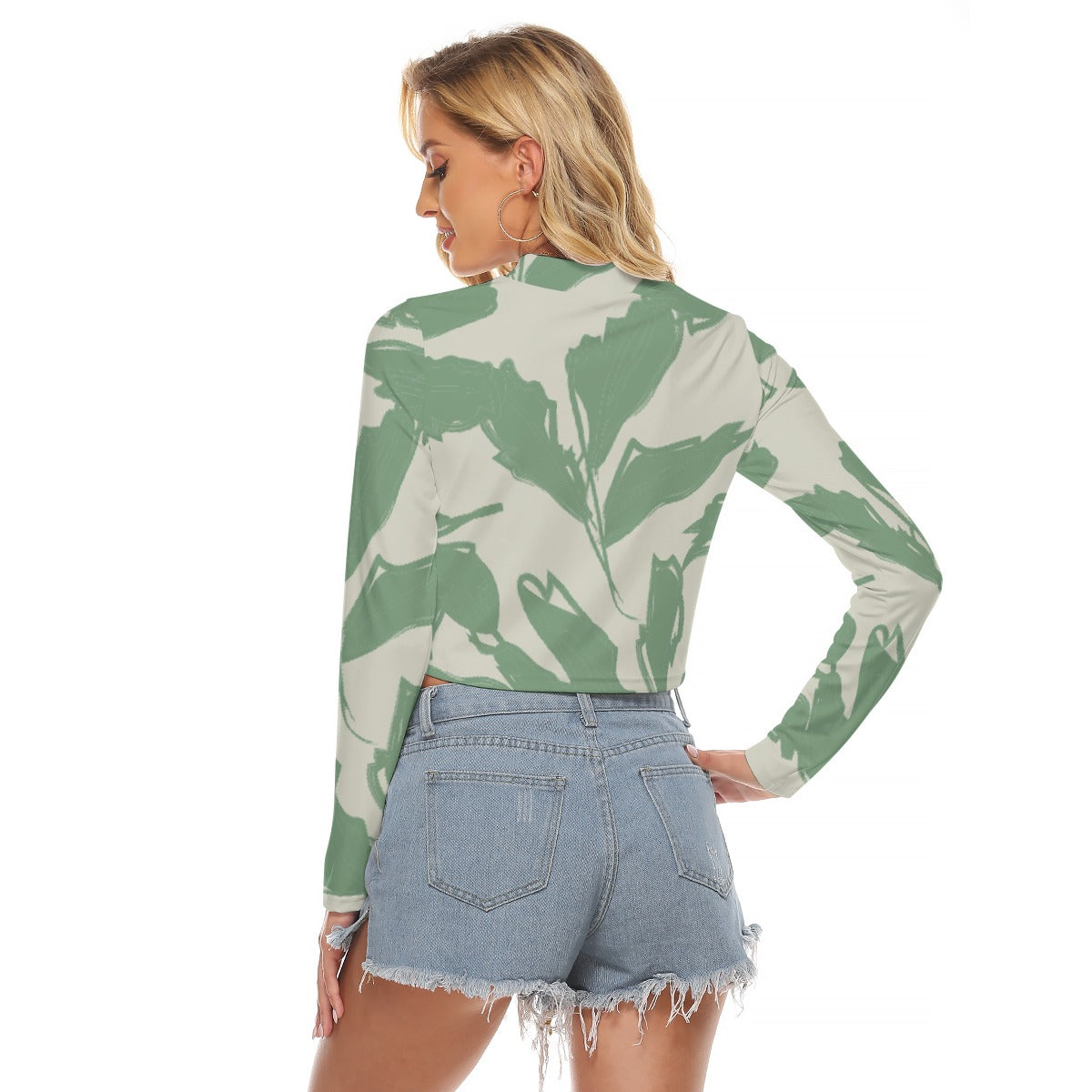 All-Over Print Women's Hollow Chest Keyhole Tight Crop Top