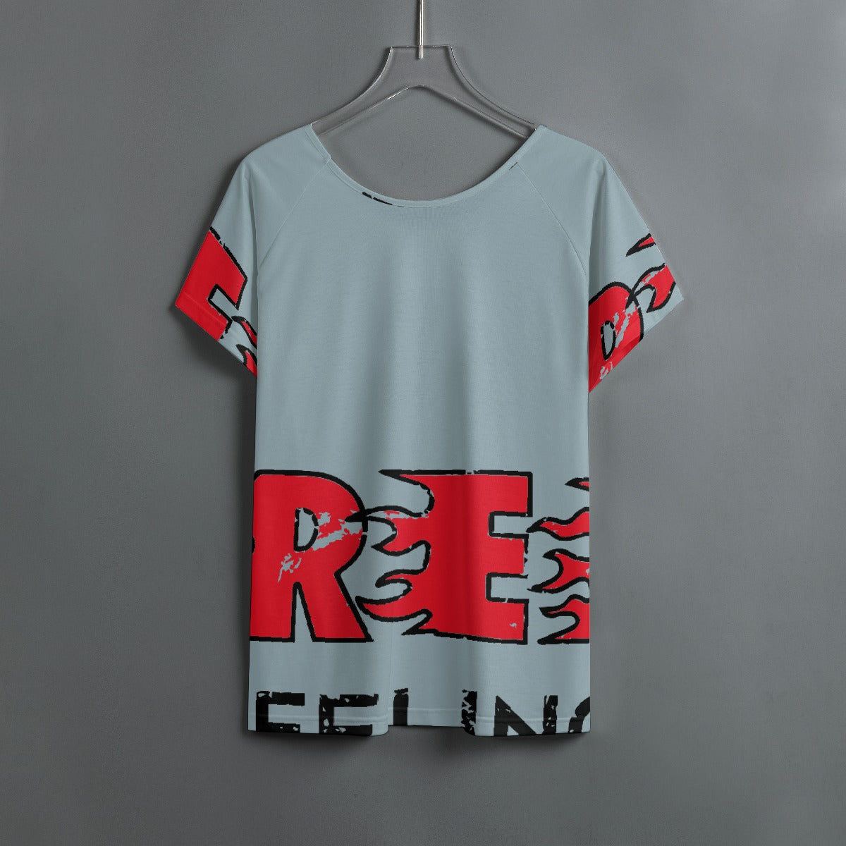 All-Over Print Women's Round Neck T-shirt With Raglan Sleeve