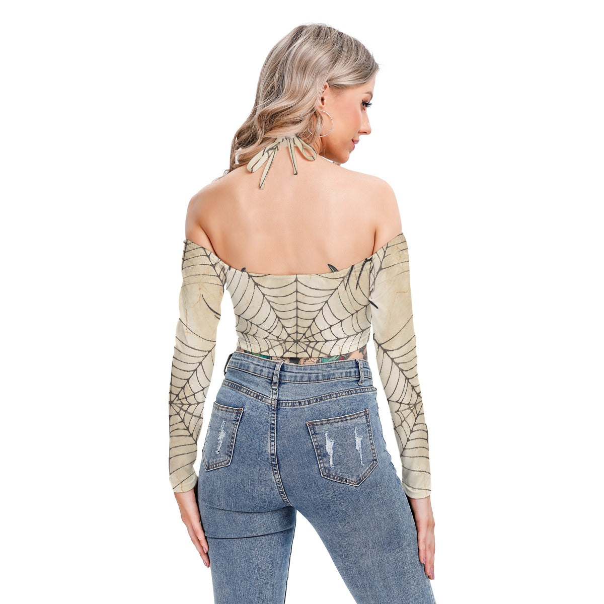 All-Over Print Women's Halter Lace-up Top