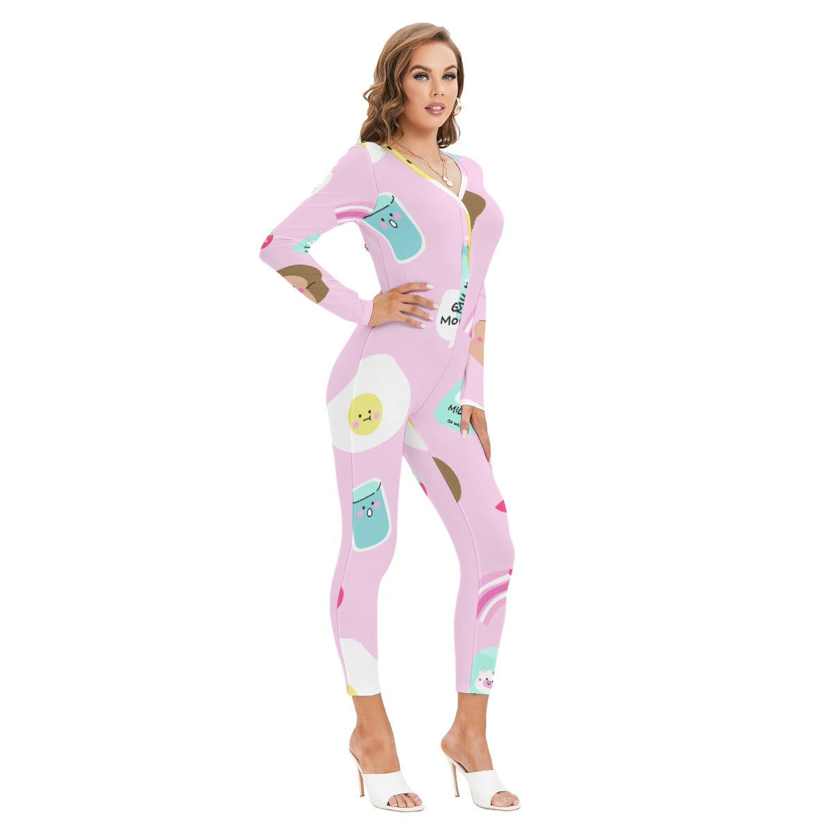 All-Over Print Women's Plunging Neck Jumpsuit