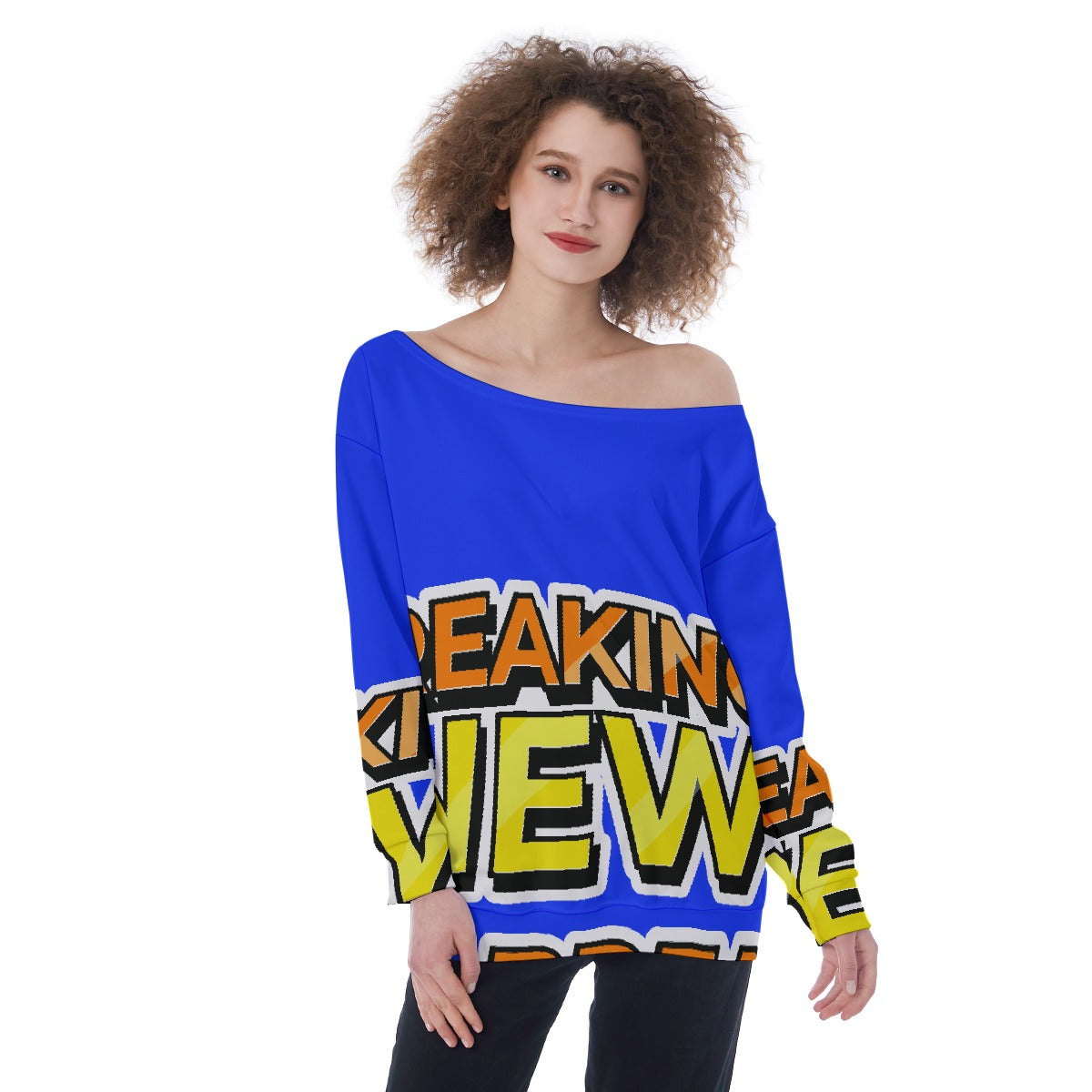 All-Over Print Oversized Women's Off-Shoulder Sweatshirt
