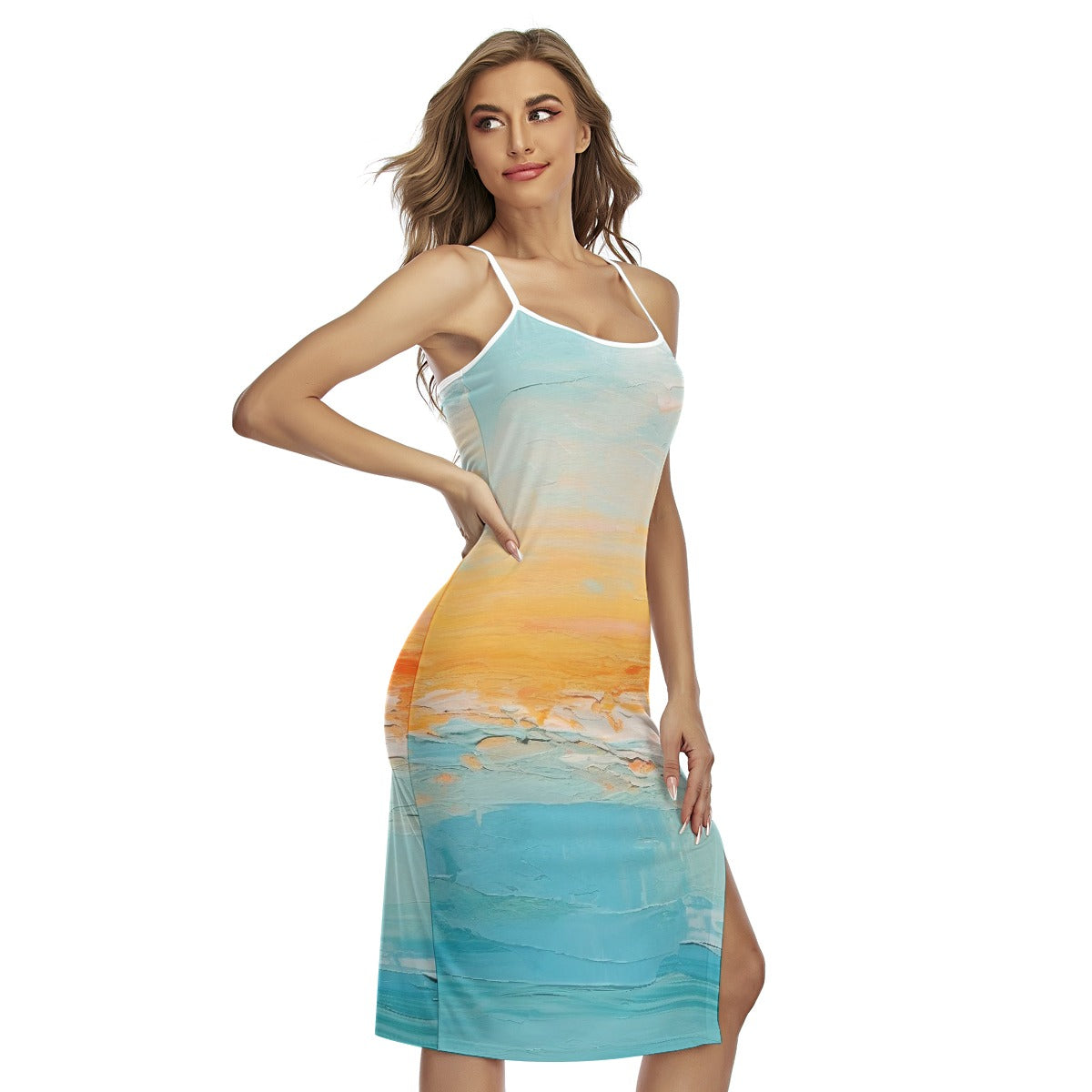 All-Over Print Women's Back Cross Cami Dress