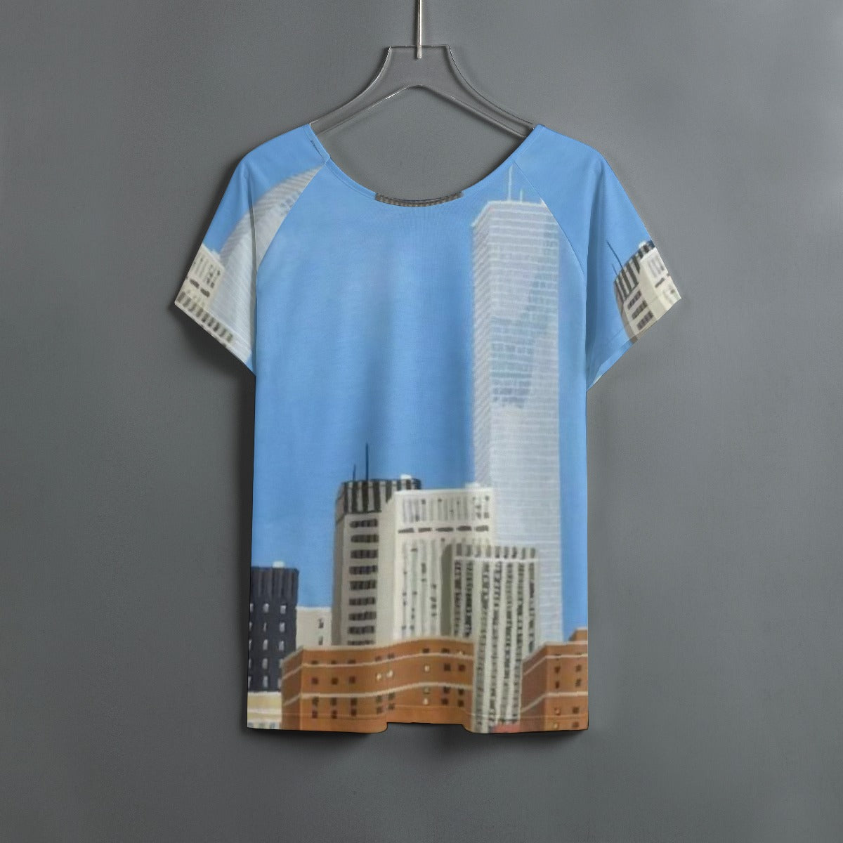 All-Over Print Women's Round Neck T-shirt With Raglan Sleeve