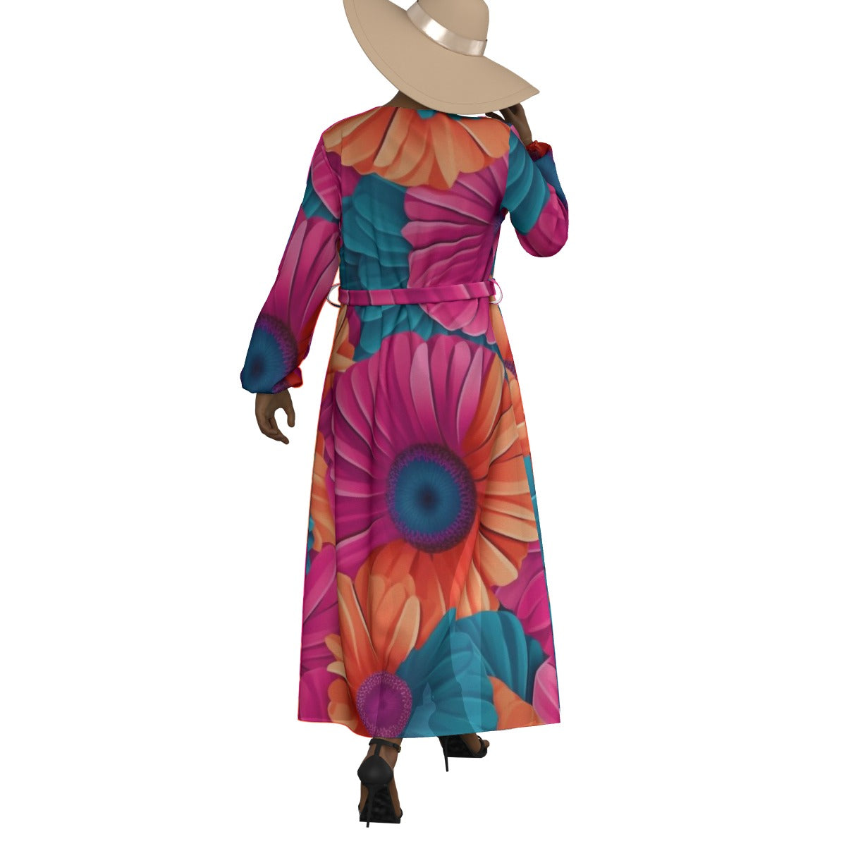 All-Over Print Women's Lace-up Chiffon Robe