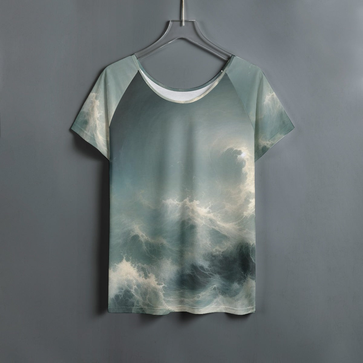 All-Over Print Women's Round Neck T-shirt With Raglan Sleeve