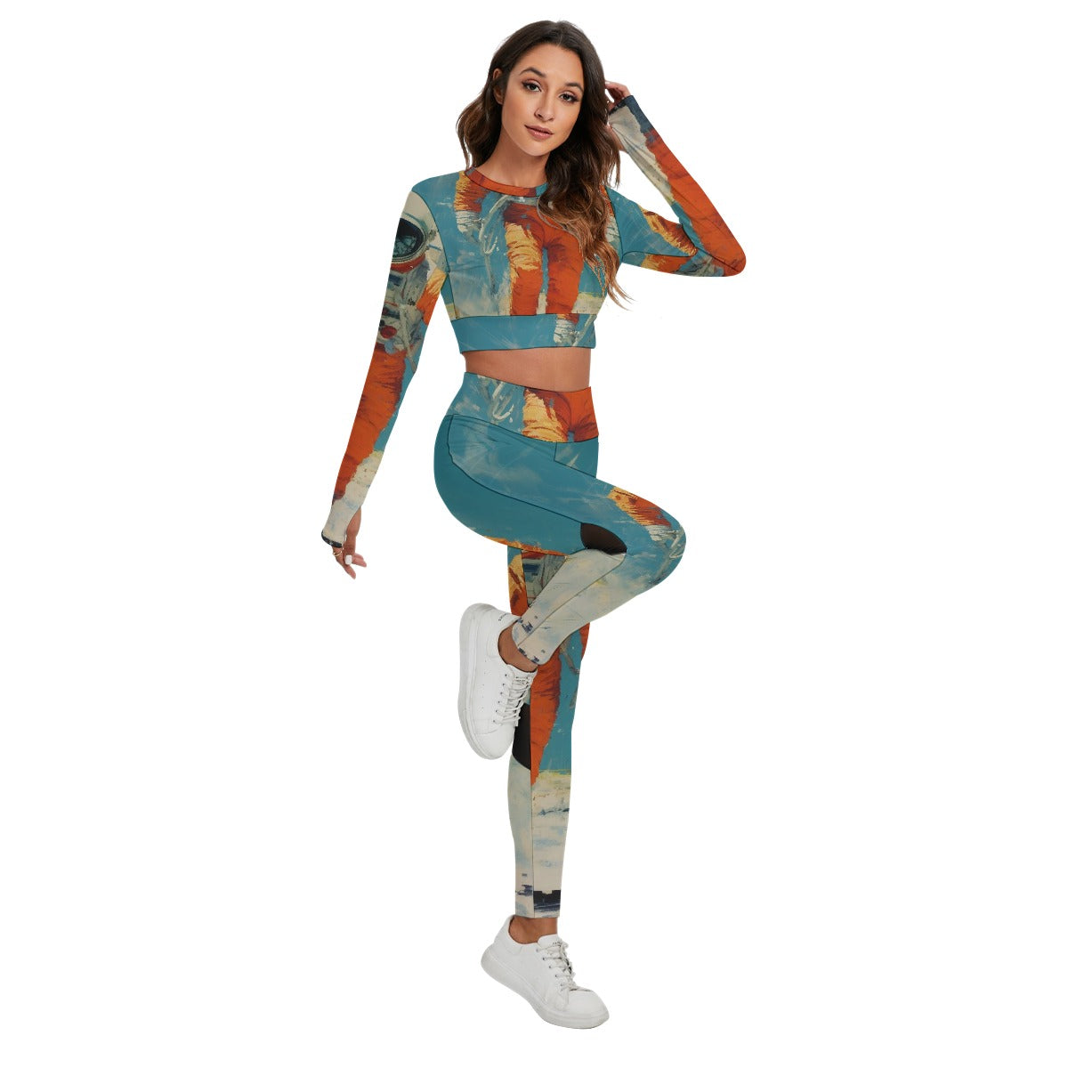 All-Over Print Women's Sport Set With Backless Top And Leggings