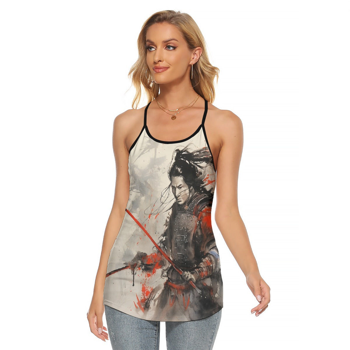 All-Over Print Women's Criss-Cross Open Back Tank Top