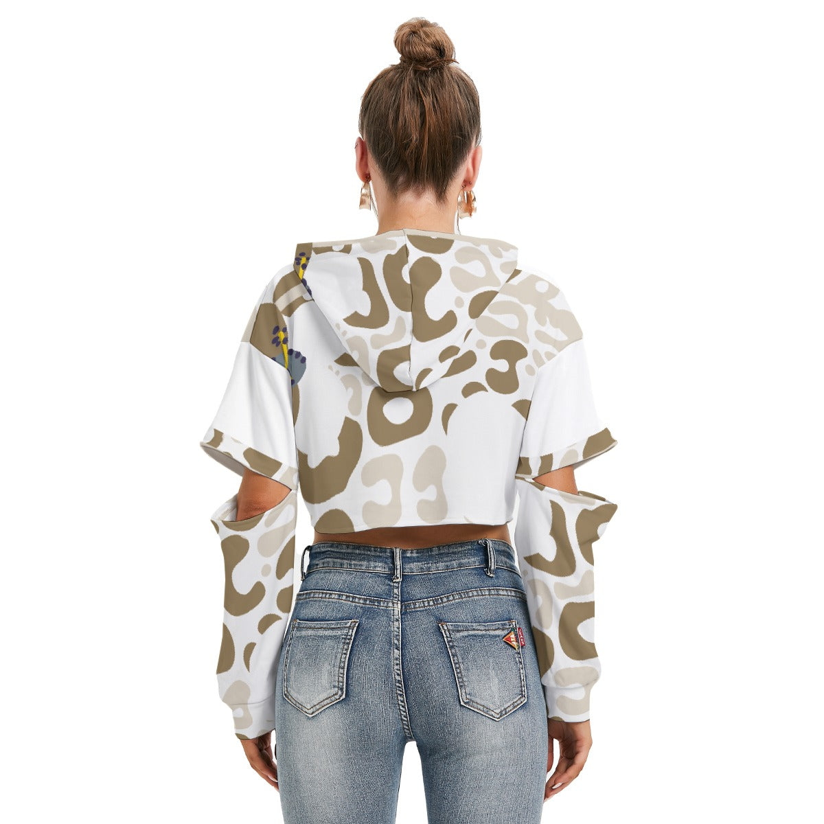 All-Over Print Women's Heavy Fleece Hoodie With Hollow Out Sleeve