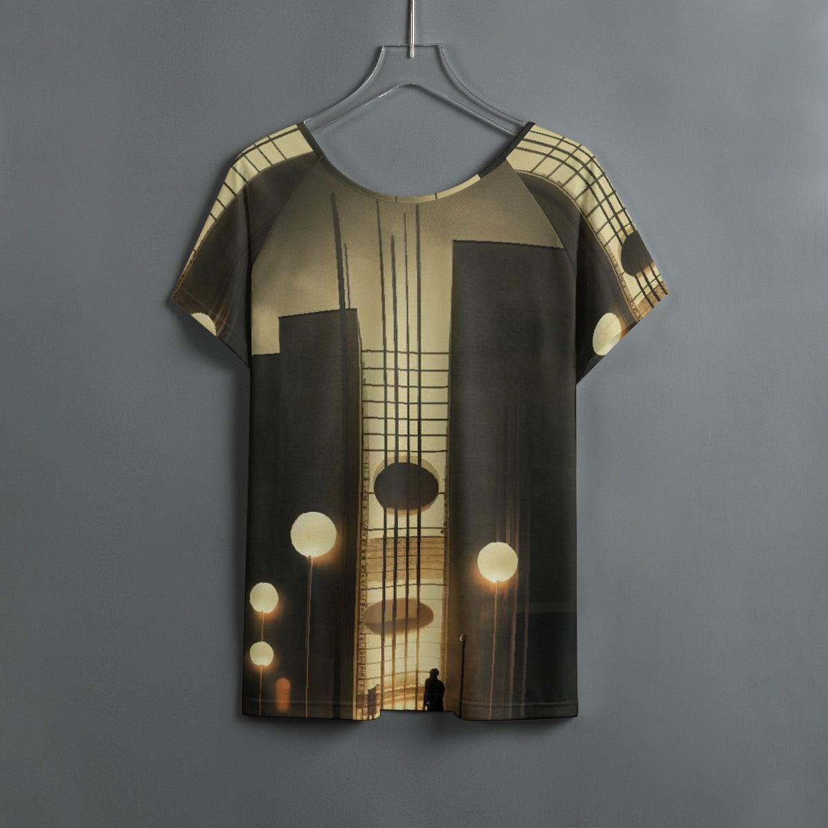 All-Over Print Women's Round Neck T-shirt With Raglan Sleeve