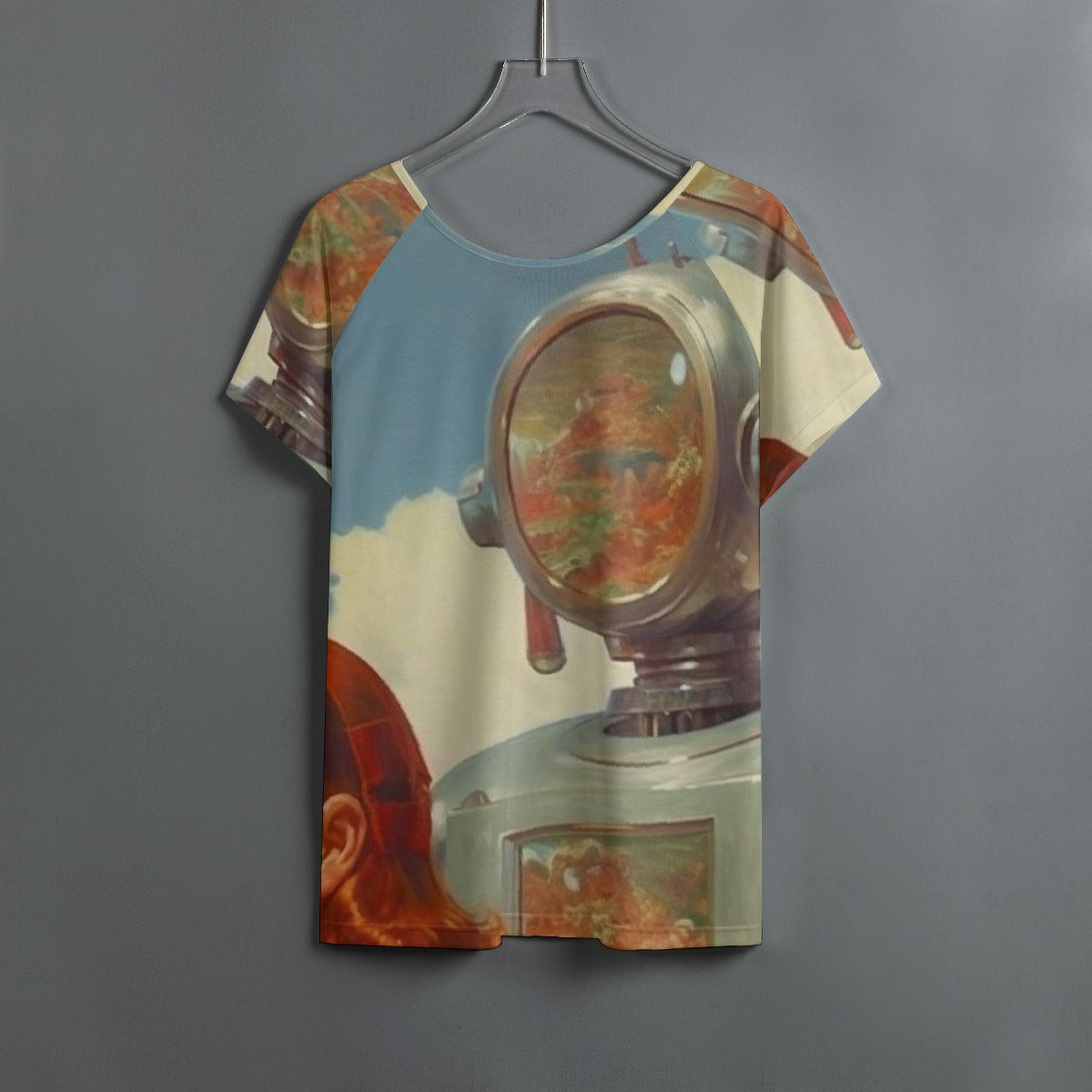 All-Over Print Women's Round Neck T-shirt With Raglan Sleeve
