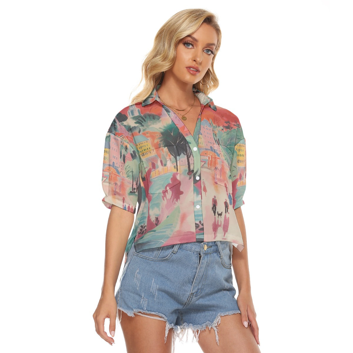 All-Over Print Women's V-neck Shirts