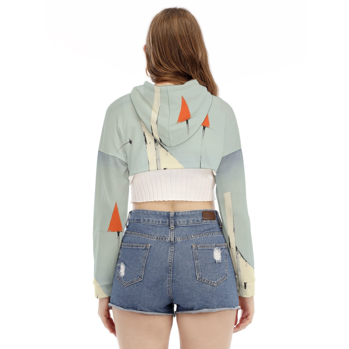 All-Over Print Women's Smock Short Hoodie With Long Sleeve