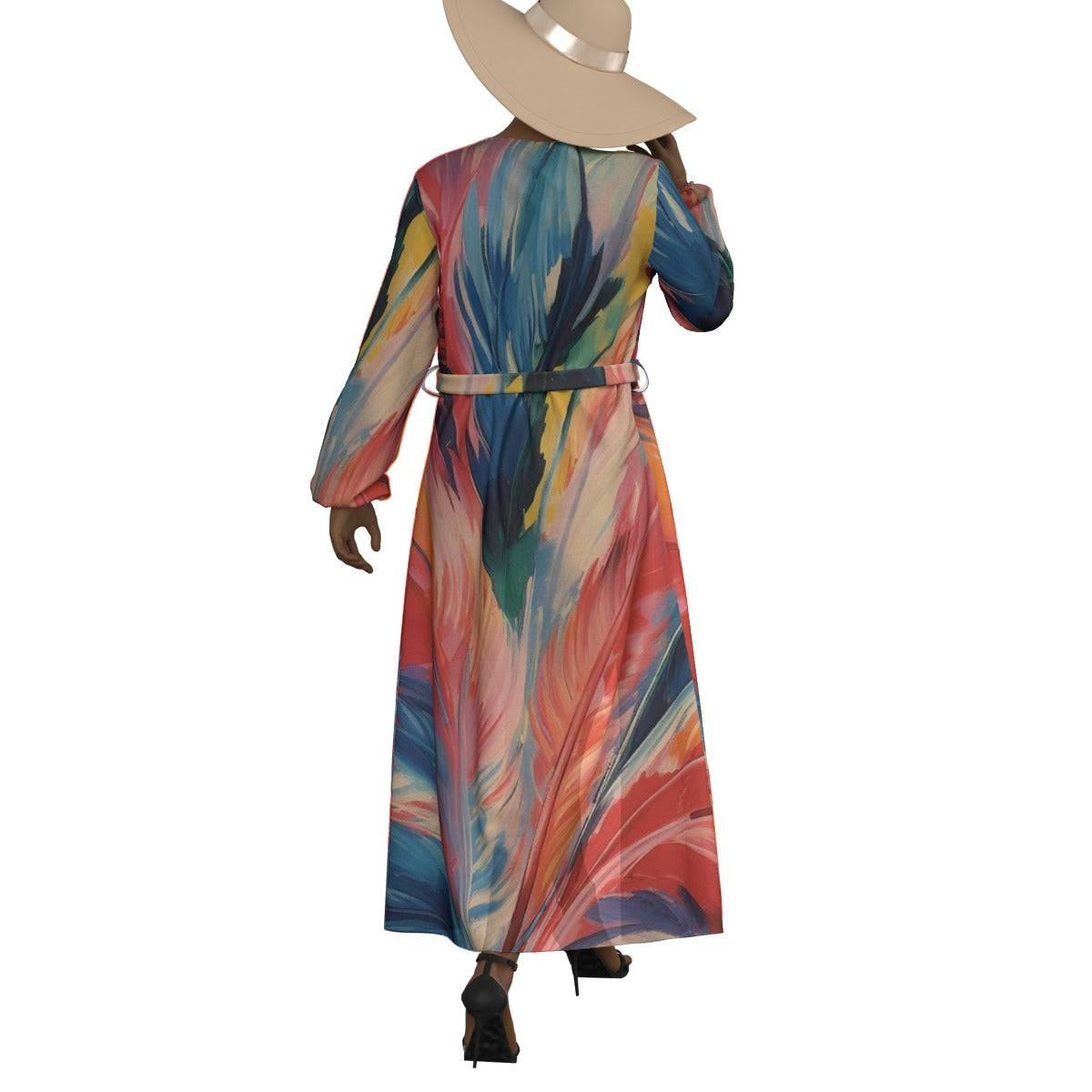 All-Over Print Women's Lace-up Chiffon Robe