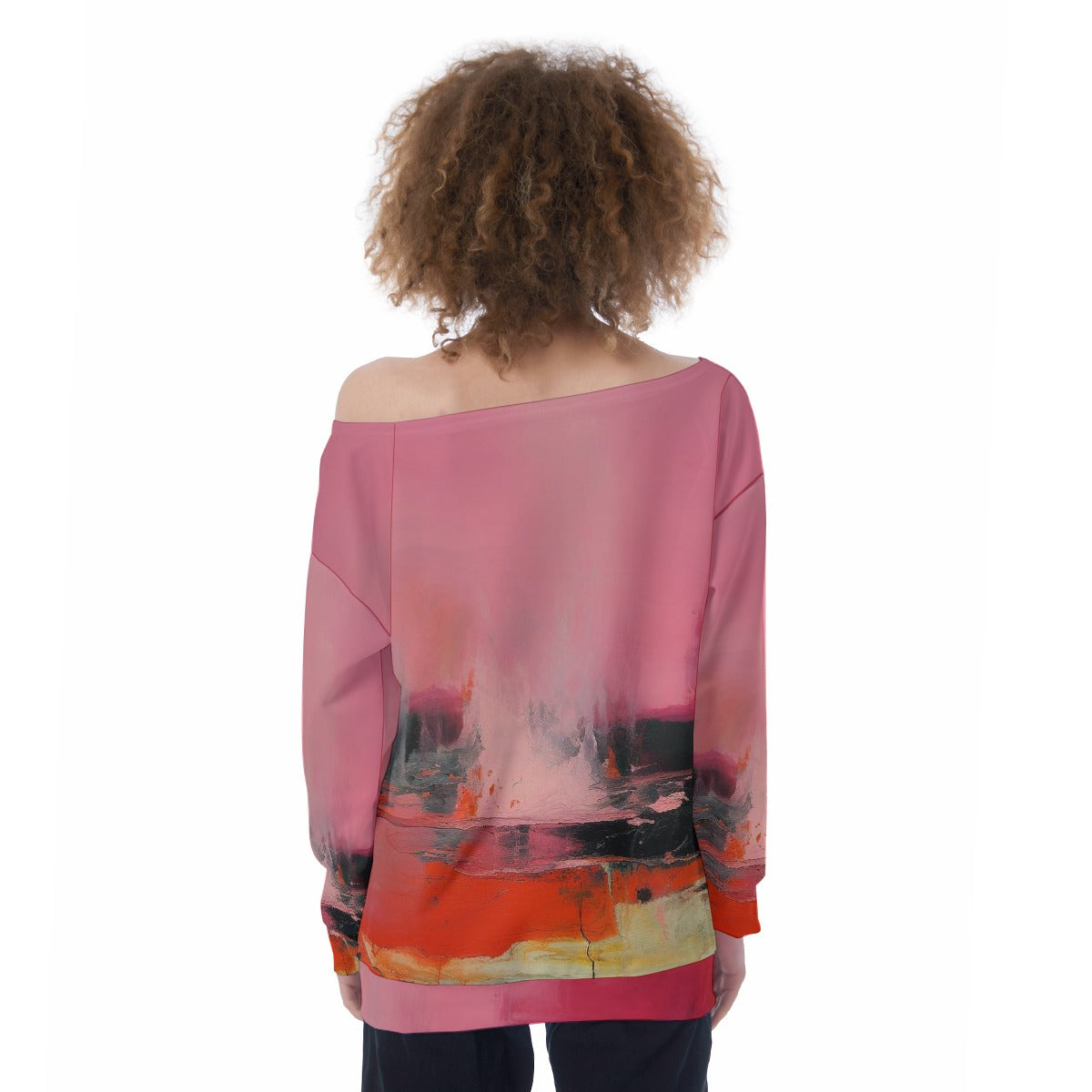 All-Over Print Oversized Women's Off-Shoulder Sweatshirt