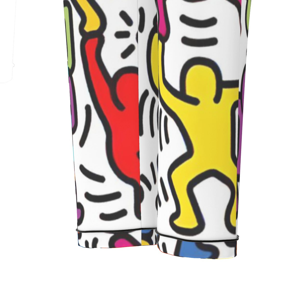 All-Over Print Women's Long Sleeve Pajama Set With Black Contrast Piping