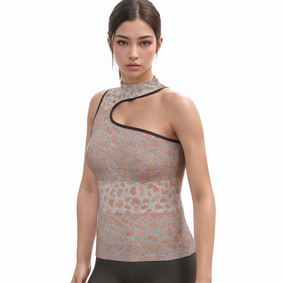 All-Over Print Women's Halter Sleeveless Asymmetrical Tank Top