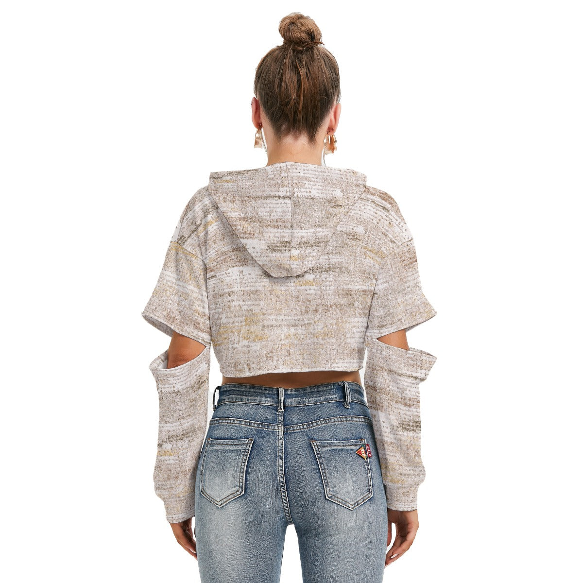 All-Over Print Women's Heavy Fleece Hoodie With Hollow Out Sleeve