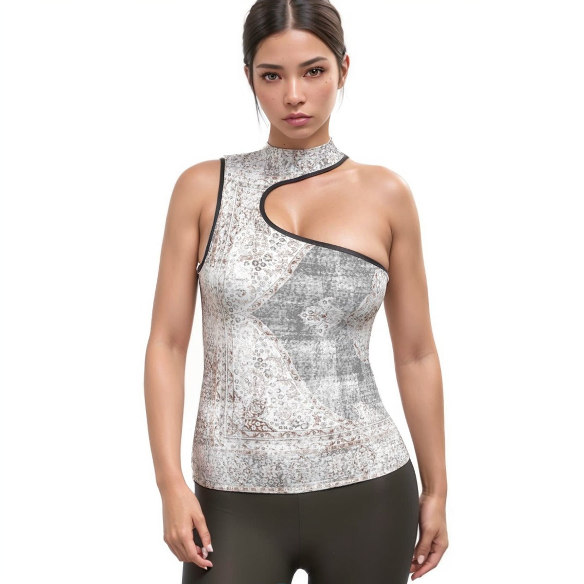 All-Over Print Women's Halter Sleeveless Asymmetrical Tank Top