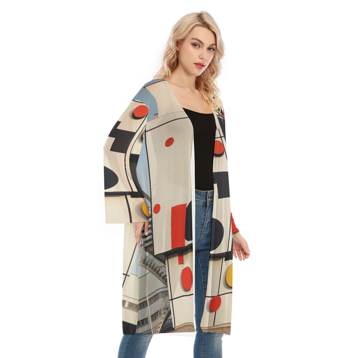 All- Over Print Women's Long Sleeve Mesh Cardigan