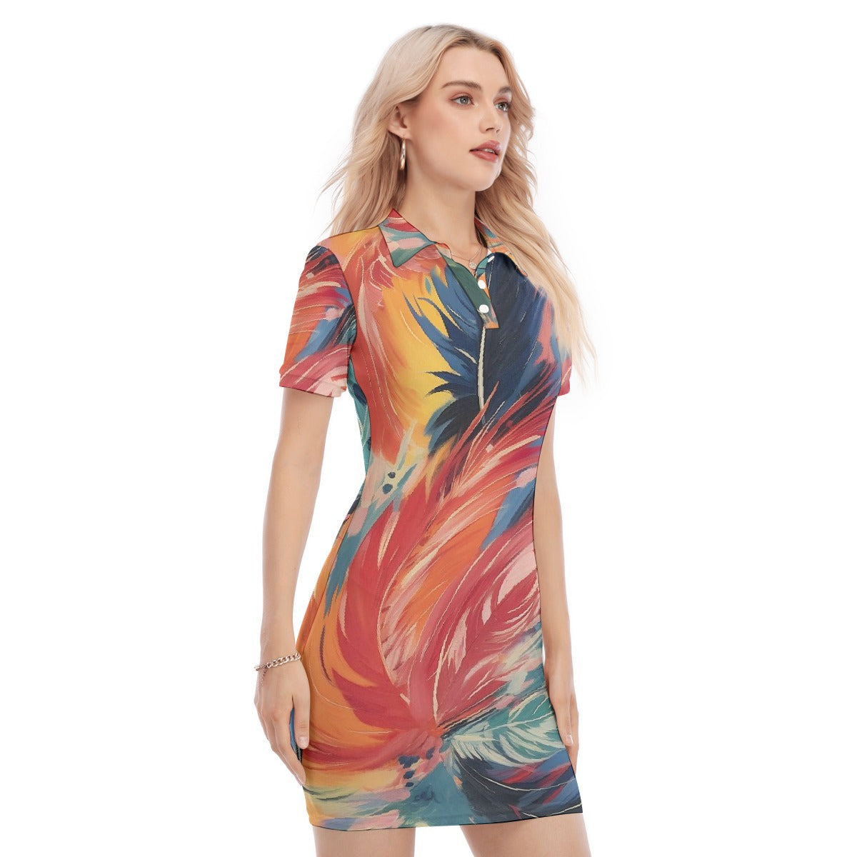 All-Over Print Women's Polo Collar Dress