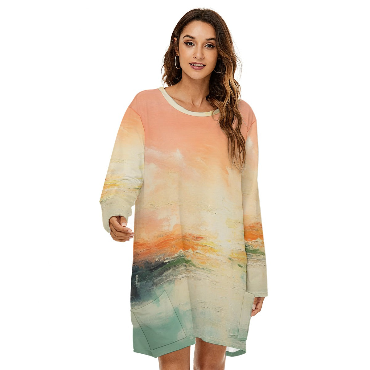 All-Over Print  Women's Loose Crew Neck Dress