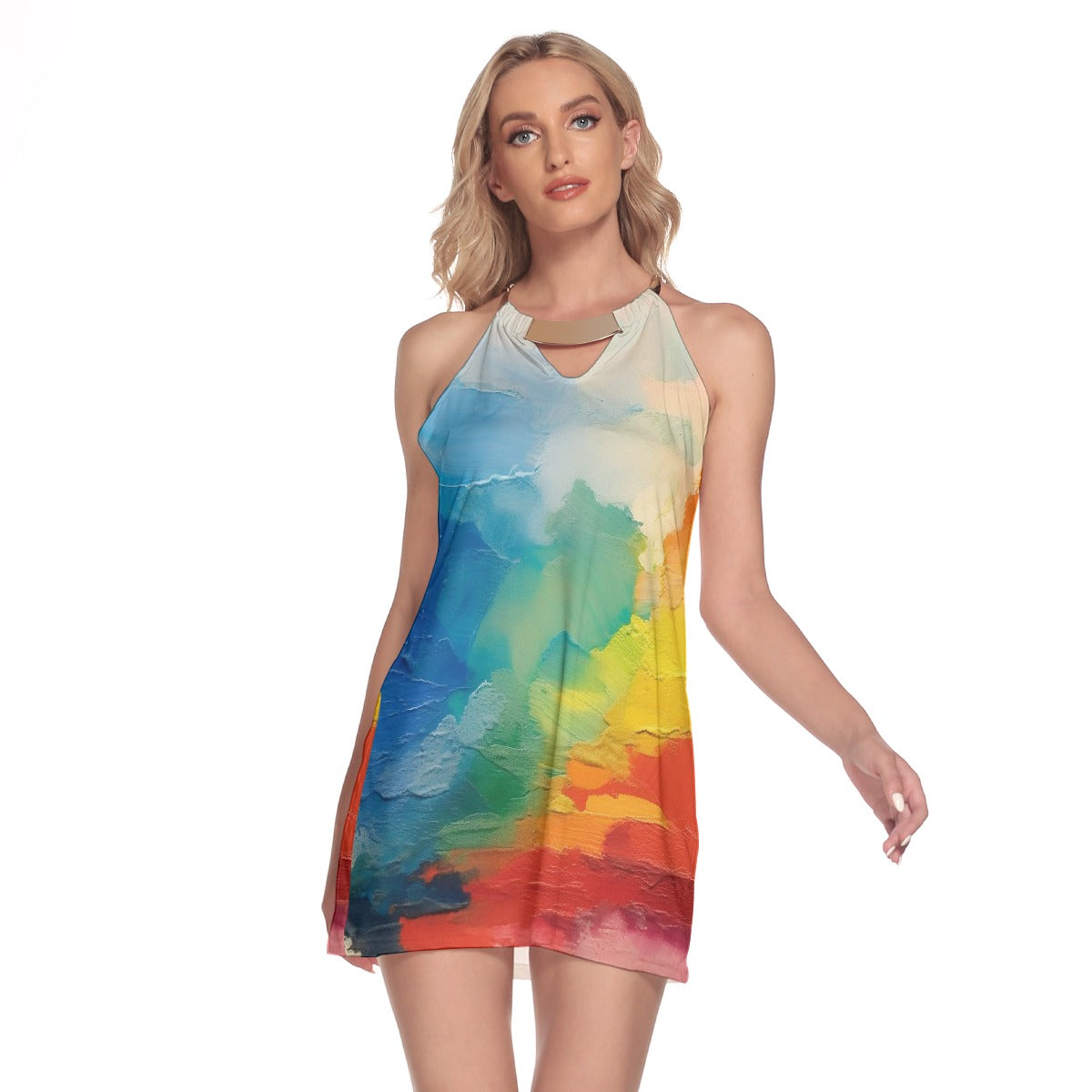 All-Over Print Women's Round Neck Above Knee Dress
