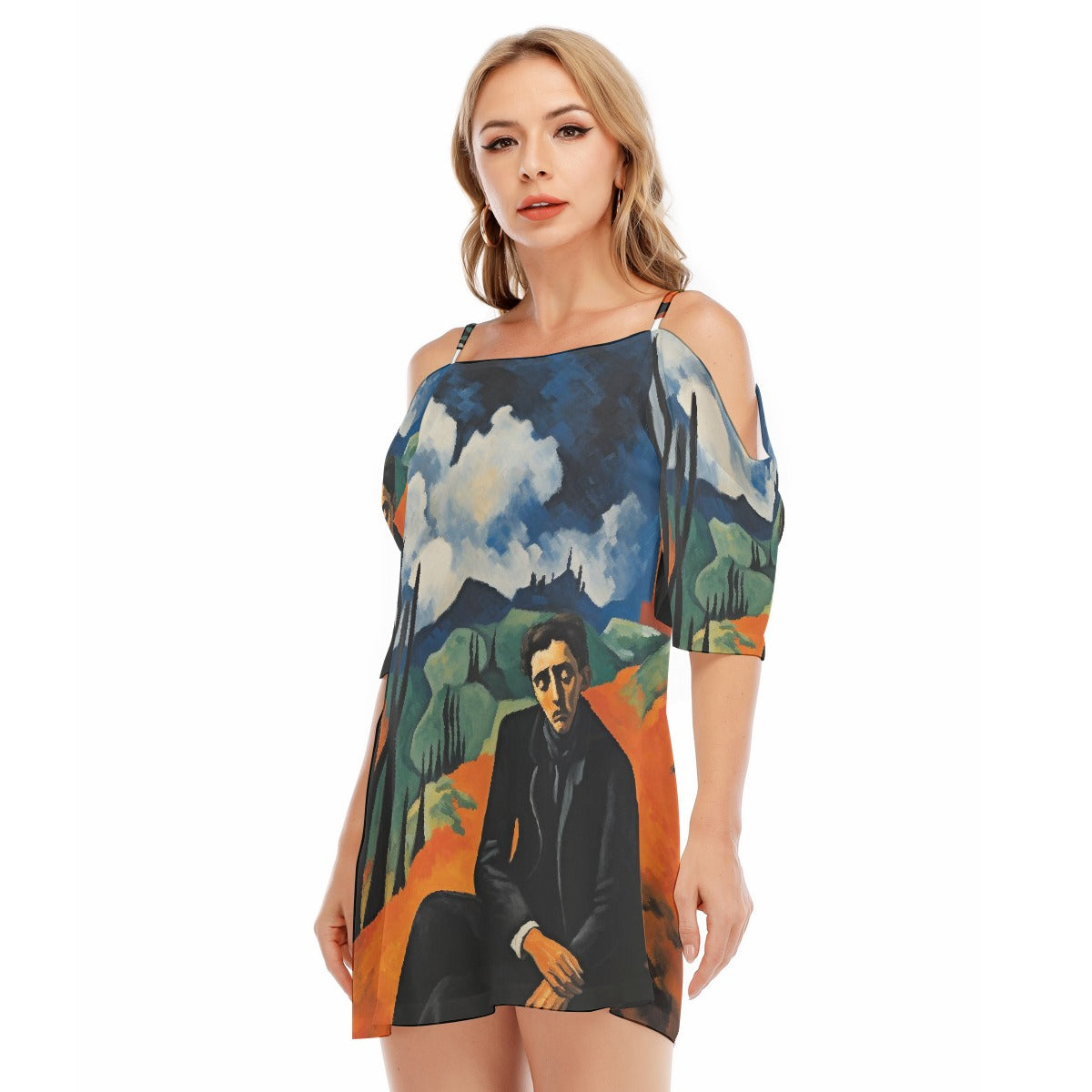 All-Over Print Women's Off-shoulder Cami Dress