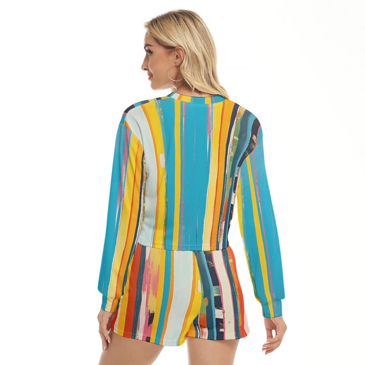 All-Over Print Women's Short Sweatshirt And Pants Suit