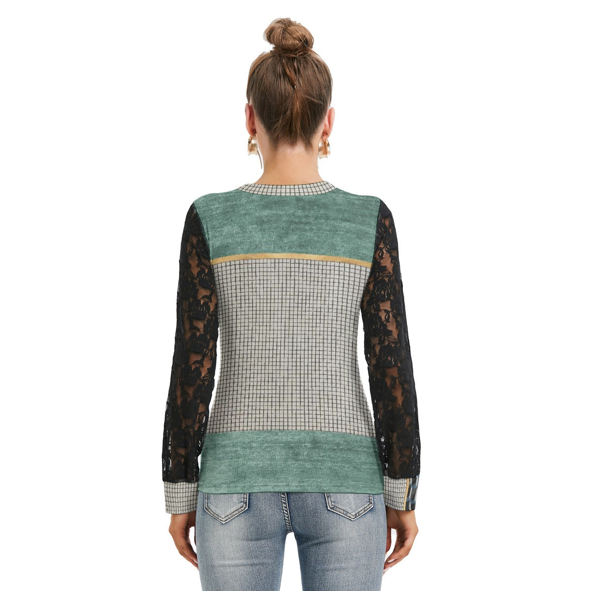 All-Over Print Women's T-shirt And Sleeve With Black Lace