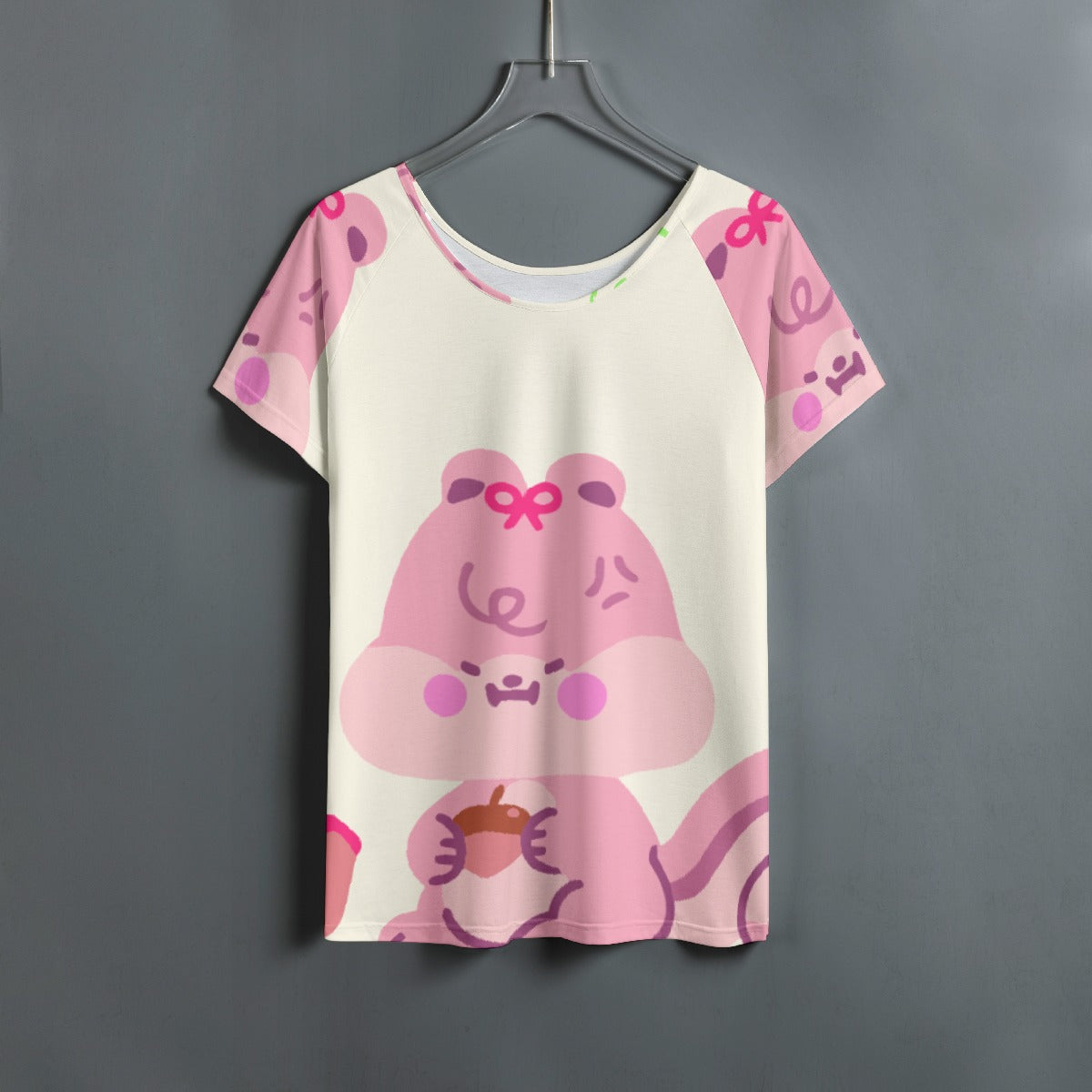All-Over Print Women's Round Neck T-shirt With Raglan Sleeve