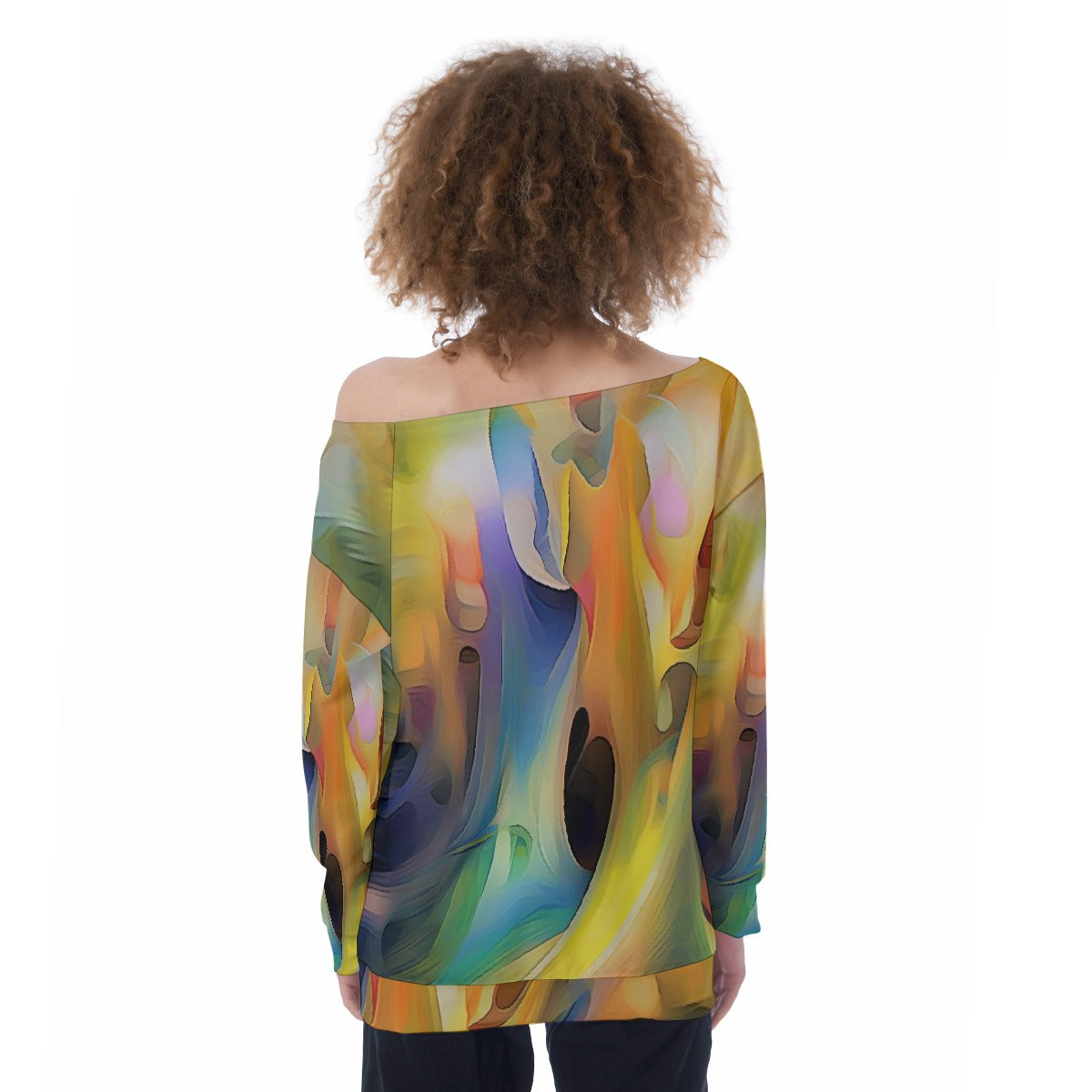 All-Over Print Oversized Women's Off-Shoulder Sweatshirt