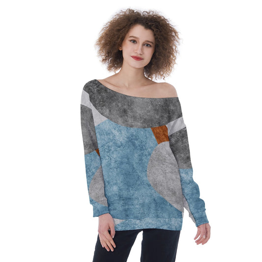 All-Over Print Oversized Women's Off-Shoulder Sweatshirt