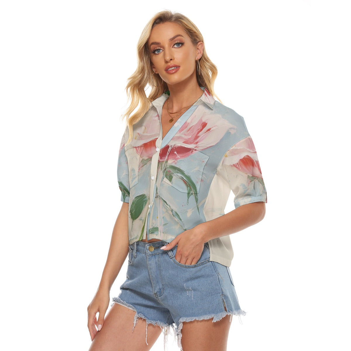 All-Over Print Women's V-neck Shirts